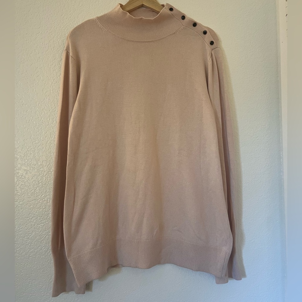 NWT! Ann Taylor Light Pink/Nude Turtleneck Sweater with Button Accents